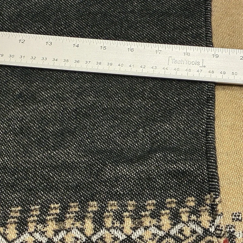 Gray Geometrical Pattern Boho Poncho OS Sustainable Tribal Quagga Green Label